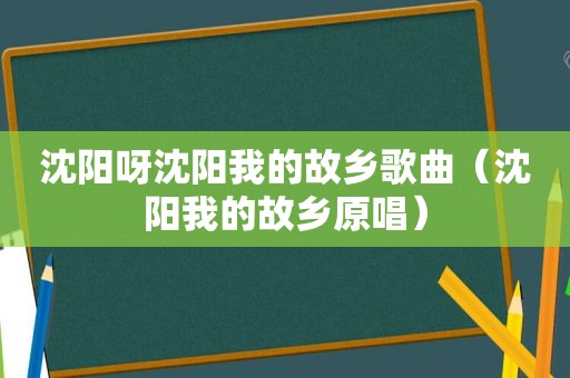 沈阳呀沈阳我的故乡歌曲（沈阳我的故乡原唱）