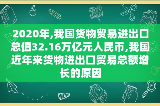 2020年,我国货物贸易进出口总值32.16万亿元人民币,我国近年来货物进出口贸易总额增长的原因