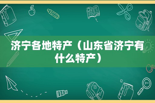 济宁各地特产（山东省济宁有什么特产）