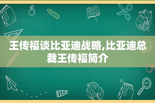 王传福谈比亚迪战略,比亚迪总裁王传福简介