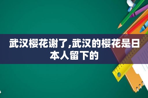 武汉樱花谢了,武汉的樱花是日本人留下的