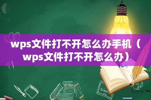 wps文件打不开怎么办手机（wps文件打不开怎么办）