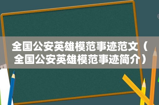 全国公安英雄模范事迹范文（全国公安英雄模范事迹简介）