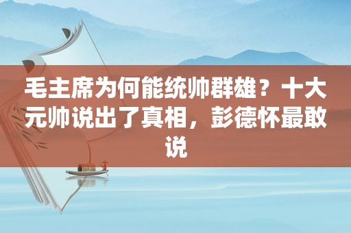 毛主席为何能统帅群雄？十大元帅说出了真相，彭德怀最敢说