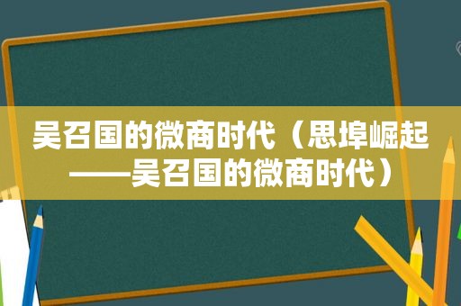 吴召国的微商时代（思埠崛起——吴召国的微商时代）