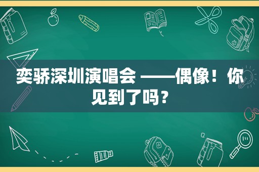 奕骄深圳演唱会 ——偶像！你见到了吗？