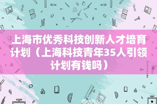 上海市优秀科技创新人才培育计划（上海科技青年35人引领计划有钱吗）