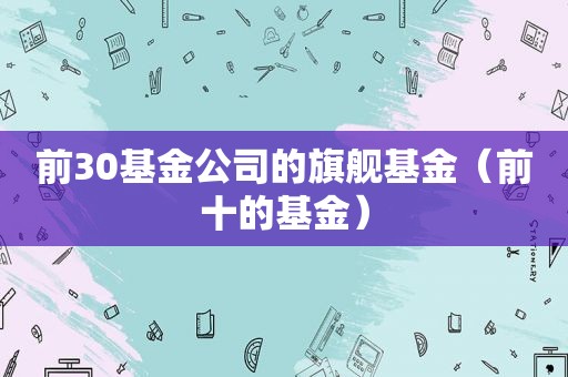 前30基金公司的旗舰基金（前十的基金）