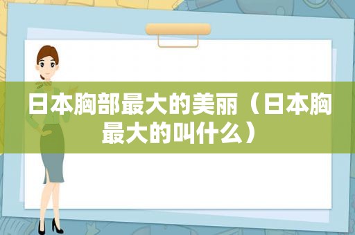 日本胸部最大的美丽（日本胸最大的叫什么）