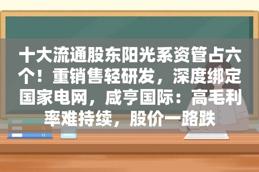 十大流通股东阳光系资管占六个！重销售轻研发，深度绑定国家电网，咸亨国际：高毛利率难持续，股价一路跌