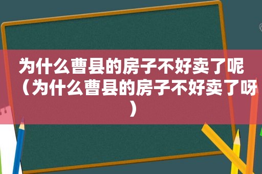 为什么曹县的房子不好卖了呢（为什么曹县的房子不好卖了呀）