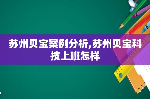 苏州贝宝案例分析,苏州贝宝科技上班怎样