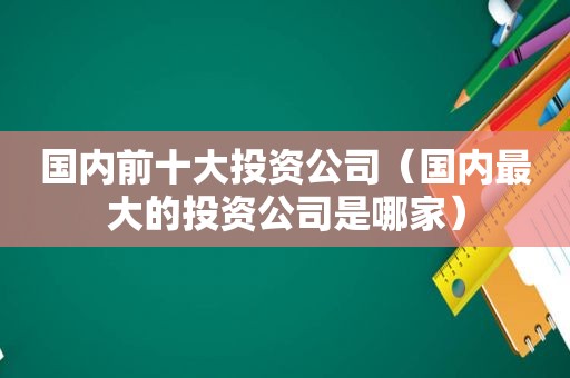 国内前十大投资公司（国内最大的投资公司是哪家）