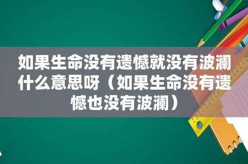 如果生命没有遗憾就没有波澜什么意思呀（如果生命没有遗憾也没有波澜）