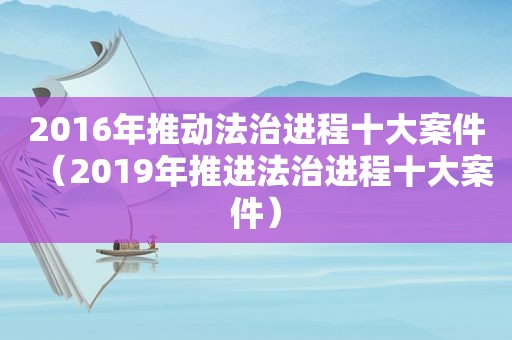 2016年推动法治进程十大案件（2019年推进法治进程十大案件）