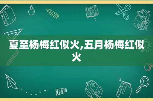 夏至杨梅红似火,五月杨梅红似火