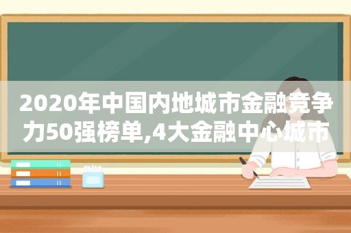 2020年中国内地城市金融竞争力50强榜单,4大金融中心城市