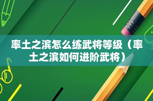 率土之滨怎么练武将等级（率土之滨如何进阶武将）