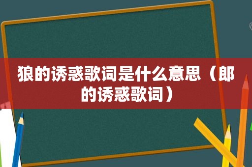 狼的诱惑歌词是什么意思（郎的诱惑歌词）