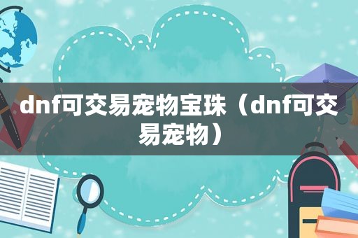 dnf可交易宠物宝珠（dnf可交易宠物）