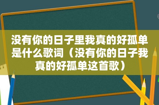 没有你的日子里我真的好孤单是什么歌词（没有你的日子我真的好孤单这首歌）