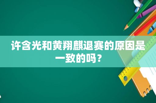 许含光和黄翔麒退赛的原因是一致的吗？