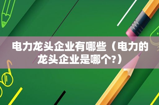 电力龙头企业有哪些（电力的龙头企业是哪个?）