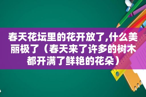 春天花坛里的花开放了,什么美丽极了（春天来了许多的树木都开满了鲜艳的花朵）