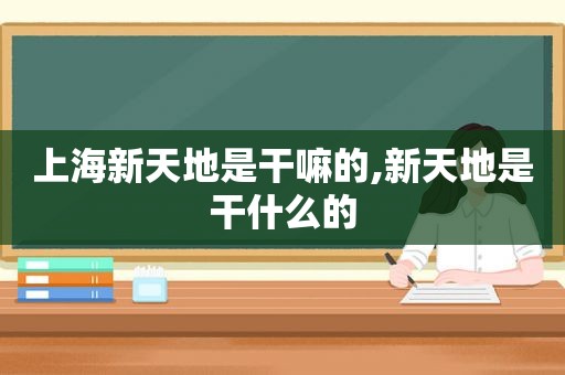 上海新天地是干嘛的,新天地是干什么的