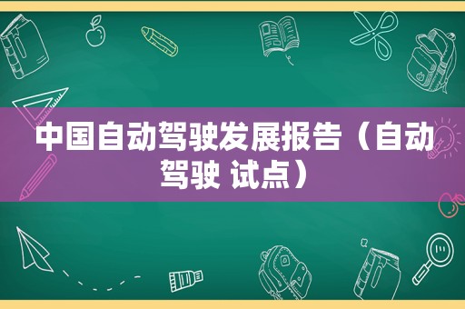 中国自动驾驶发展报告（自动驾驶 试点）