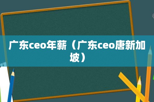 广东ceo年薪（广东ceo唐新加坡）