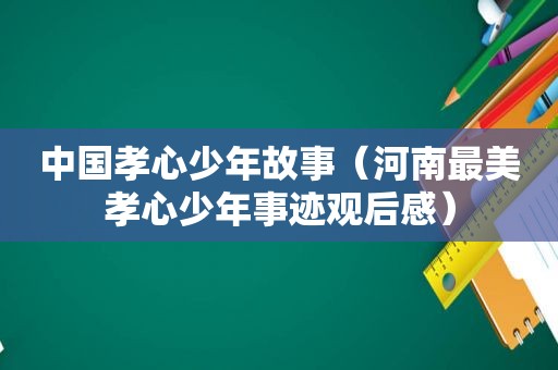 中国孝心少年故事（河南最美孝心少年事迹观后感）