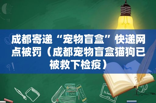 成都寄递“宠物盲盒”快递网点被罚（成都宠物盲盒猫狗已被救下检疫）