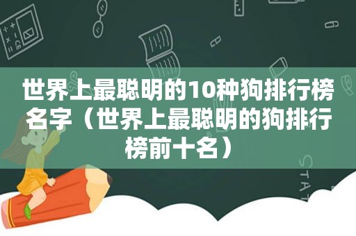 世界上最聪明的10种狗排行榜名字（世界上最聪明的狗排行榜前十名）