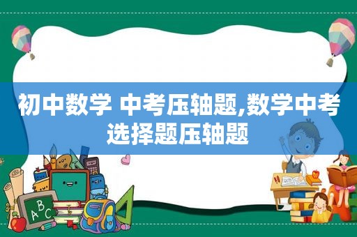 初中数学 中考压轴题,数学中考选择题压轴题