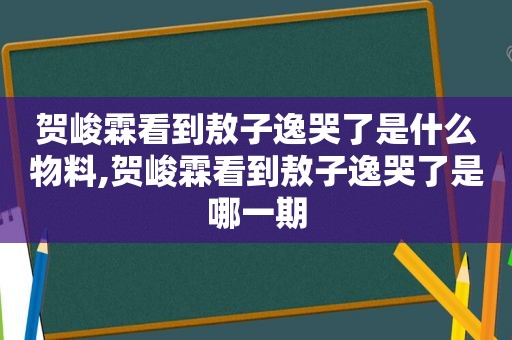 贺峻霖看到敖子逸哭了是什么物料,贺峻霖看到敖子逸哭了是哪一期