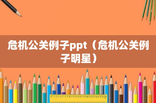 危机公关例子ppt（危机公关例子明星）