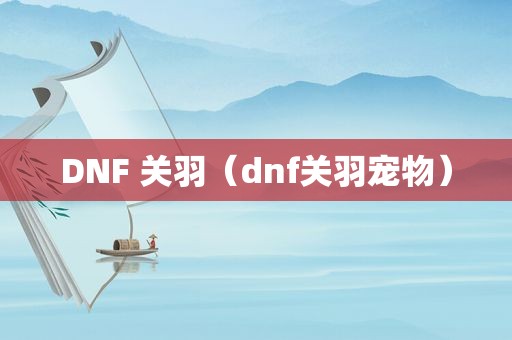 DNF 关羽（dnf关羽宠物）