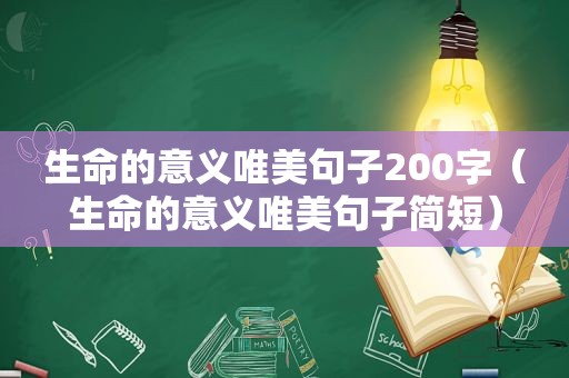 生命的意义唯美句子200字（生命的意义唯美句子简短）