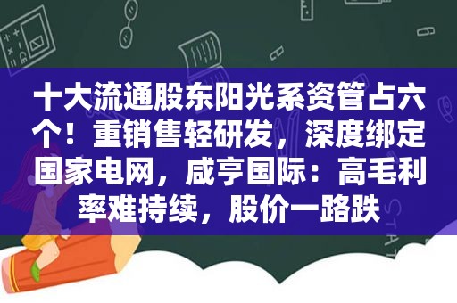 十大流通股东阳光系资管占六个！重销售轻研发，深度绑定国家电网，咸亨国际：高毛利率难持续，股价一路跌