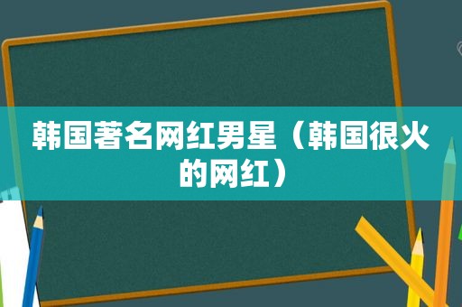 韩国著名网红男星（韩国很火的网红）