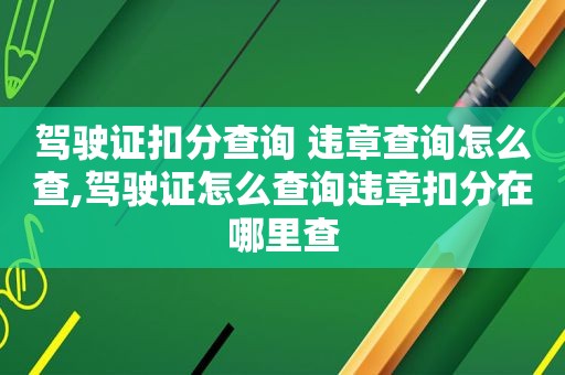 驾驶证扣分查询 违章查询怎么查,驾驶证怎么查询违章扣分在哪里查