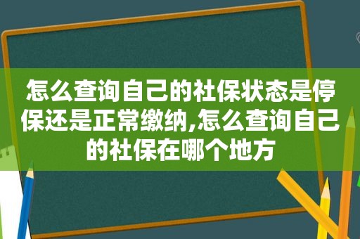 怎么查询自己的社保状态是停保还是正常缴纳,怎么查询自己的社保在哪个地方