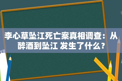 李心草坠江死亡案真相调查：从醉酒到坠江 发生了什么？