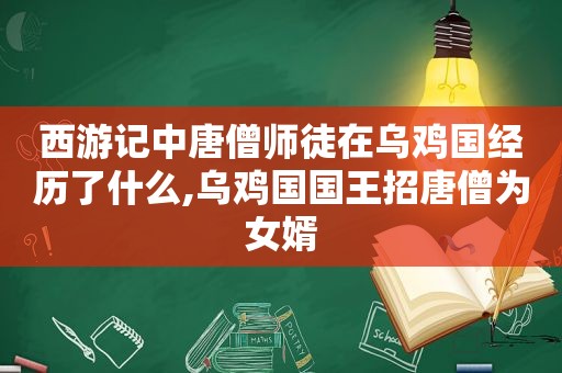 西游记中唐僧师徒在乌鸡国经历了什么,乌鸡国国王招唐僧为女婿