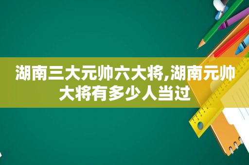 湖南三大元帅六大将,湖南元帅大将有多少人当过