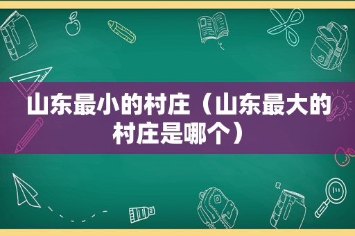 山东最小的村庄（山东最大的村庄是哪个）