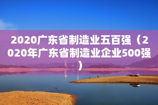 2020广东省制造业五百强（2020年广东省制造业企业500强）