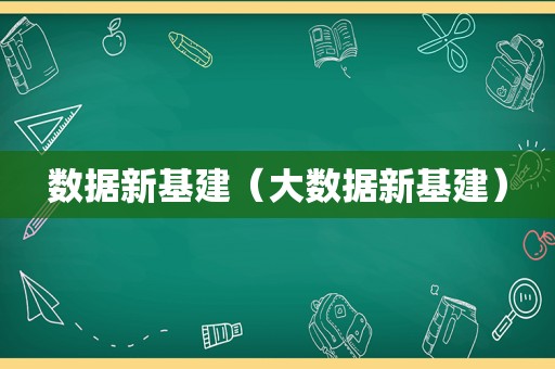 数据新基建（大数据新基建）