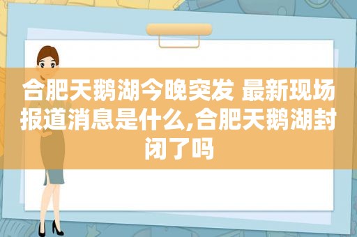 合肥天鹅湖今晚突发 最新现场报道消息是什么,合肥天鹅湖封闭了吗